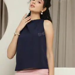 Shein Party Medium Length Boat Neck Sleeveless Back Tie-up Top-image-72