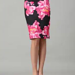Shein Elegant Knee Length Floral Print Pencil Skirt-image-5