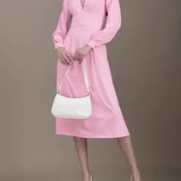 Shein Modest Bishop Sleeves Pleated Midi Fit & Flare Dress-image-64