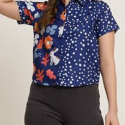 Shein Spread Collar Short Sleeve Graphic Print Shirt-image-91