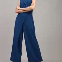 Shein Sleeveless Button Detail Mock Wrap Jumpsuit-image-5
