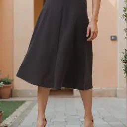 Shein High Waist Ring Detail Belt Midi A-Line Skirt-image-19
