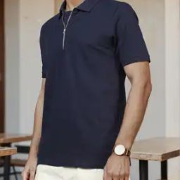 Shein Short Sleeves Vented Hem Polo T-shirt With Zip-image-98