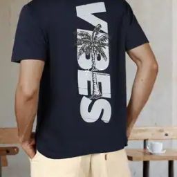 Shein Short Sleeve Typographic Back Print Crew Tshirt-image-74
