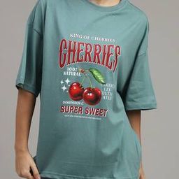 Shein Drop Shoulder Typographic Chest Print Oversized Fit Tshirt-image-78