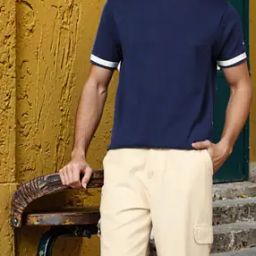 Shein Short Sleeve Contrast Trim Ribbed Hem Crew Tshirt-image-78