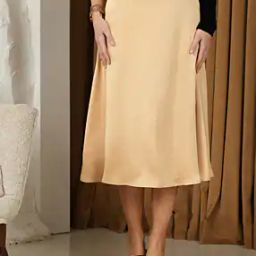 Shein Party Midi Length High Waist Gold A-line Skirt-image-57