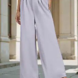 Shein Full Length Pleated Flared Fit Trousers-image-71