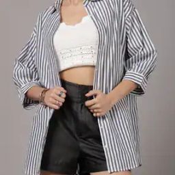 Shein Spread Collar Drop Shoulder Striped Oversized Fit Shirt-image-99