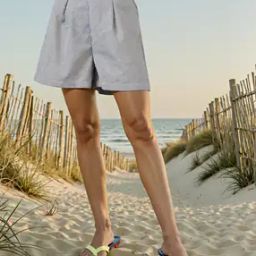 Shein High Rise Pleated Mini Striped Shorts-image-64