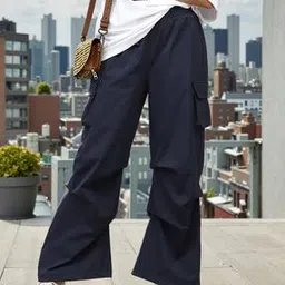 Shein Full Length Pleated Baggy Fit Seam Pants with Flap Pockets-image-20