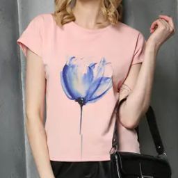 Shein Extended Sleeves Floral Front Print Loose Fit Tshirt-image-3