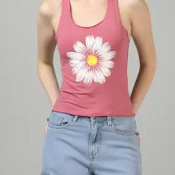 Shein Sleeveless Floral Print Racerback Tank Top-image-75