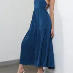 Shein Party Spaghetti Strap Backless Midi A-line Dress-image-8