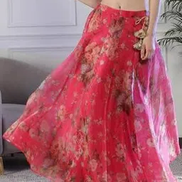 Women Floral Print Flared Skirt-image-46