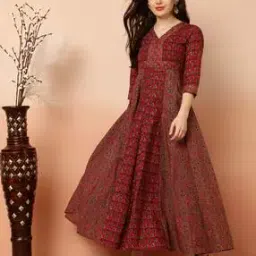 gulmohar jaipur Women Floral Print V-Neck Flared Kurta-picture-42