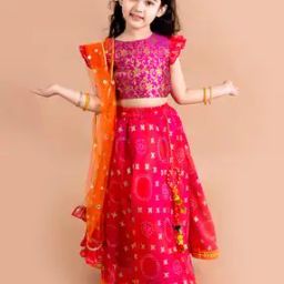 Floral Print Lehenga Choli with Dupatta-image-49