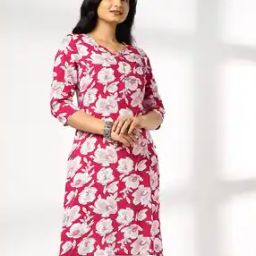 Women Floral Print Straight Kurta-image-83