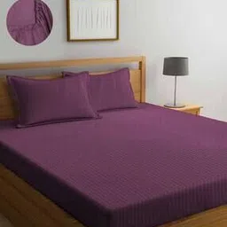 300 TC Striped King-Size Bedsheet with Pillow Covers-image-31