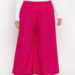 clora creation plus Flared Palazzos with Elasticated Drawstring Waist-picture-43