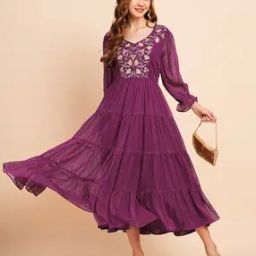 Embroidered Flared Kurta-image-11
