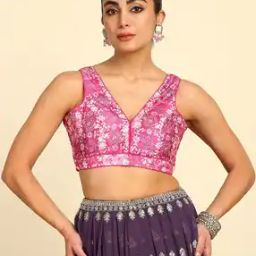 Women Floral Print Back-Open Blouse-40