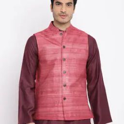 Striped Nehru Jacket with Side Vents-53
