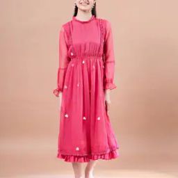 Embroidered Fit & Flared Dress-image-40