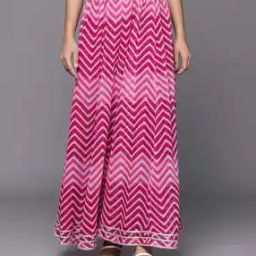Women Chevron Print Flared Ghagra-image-52