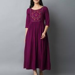 Women Embroidered Flared Kurta-image-4