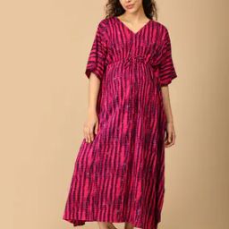 Women Tie & Dye Kaftan with Tie-Up-image-9