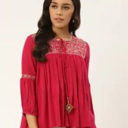 Printed A-line Tunic with Tie-Up-picture-48