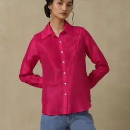 Shirt-Collar Button-Down Full Sleeve Top-image-47