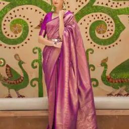 Printed Silk Saree with Tassels-image-66