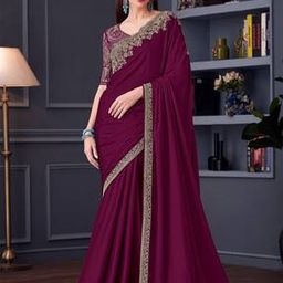Chiffon Saree with Embroidered Border-image-8