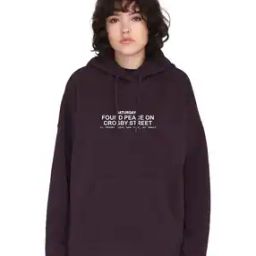Women Typographic Print Hoodie with Kangaroo Pocket-picture-16