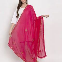 Clora Magenta Gotta Patti Chiffon Dupatta-image-1