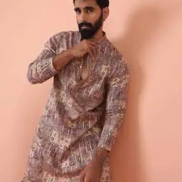 Men Regular Fit Long Kurta with Mandarin Collar-52