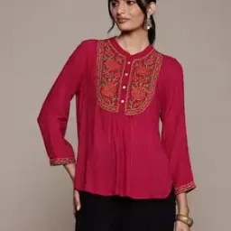 aarke ritu kumar Women Blossoms Embroidered A-Line Kurti-picture-35