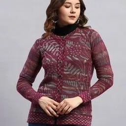 monte carlo  Women Round Neck Self-design Cardigan-picture-39