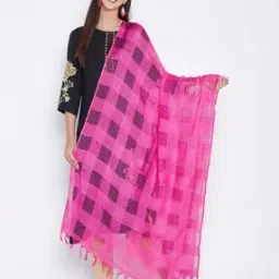 Checked Dupatta with Tassels-image-27
