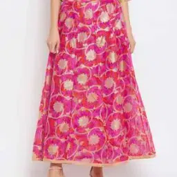 Floral Print Flared Skirt with Drawstring Waist-picture-28