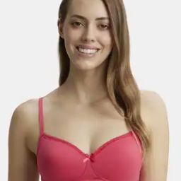 1723 Wirefree Padded Super Combed Cotton Elastane Stretch Medium Coverage Lace Styling T-Shirt Bra with Adjustable Straps-picture-18