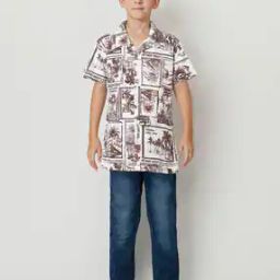 Boys Tropical Print Regular Fit Shirt-picture-30