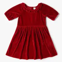 gap kids Solid Puff Sleeve Flared Dress with Ruffle Detail-picture-16