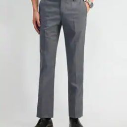 Men Tapered Fit Flat-Front Trousers-image-49