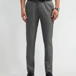 Men Patterned Slim Fit Flat-Front Trousers-picture-11