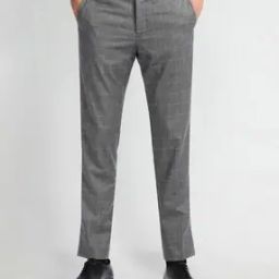 Men Checked Slim Fit Flat-Front Trousers-image-54