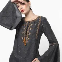Embroidered Striped Top with Bell Sleeves-picture-32