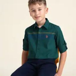 Boys Striped Regular Fit Cotton Shirt-image-81